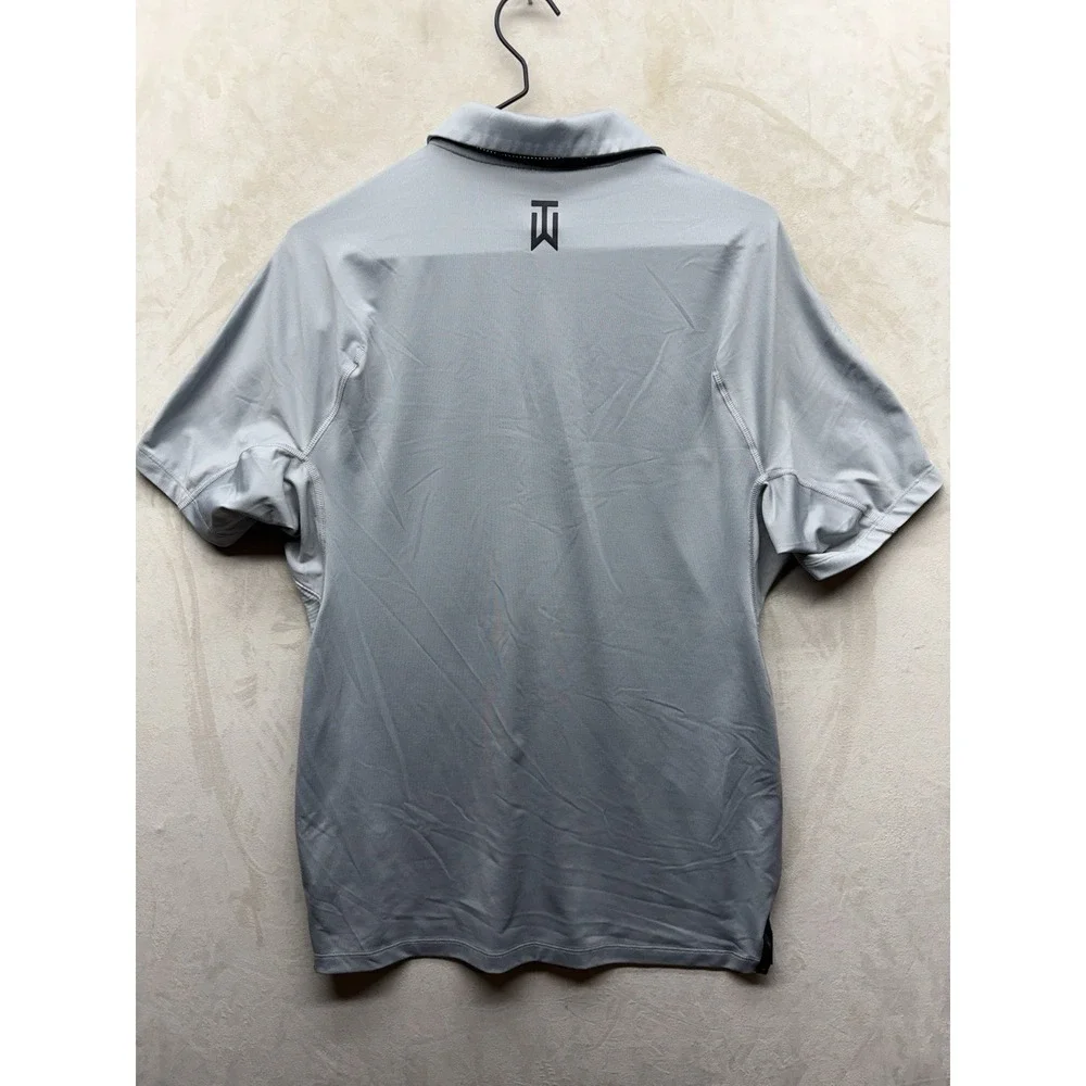 Nike Tiger Woods Golf Polo Shirt Mens S Gray Striped Dri-Fit DR5318-077 Top SS